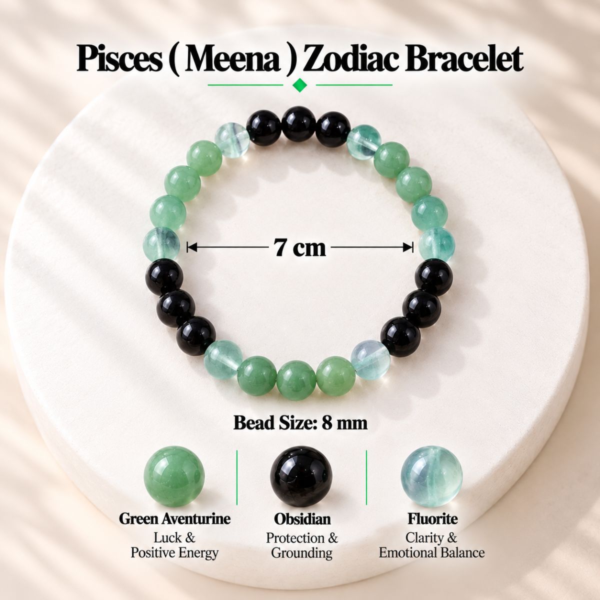 Pisces ( Meena ) Zodiac Sign Bracelet 8MM pisces ( meena ) zodiac sign bracelet 8mm