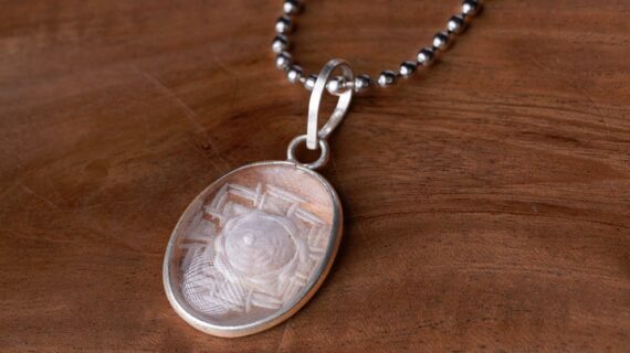 Sphatik Shree Yantra Oval Pendant