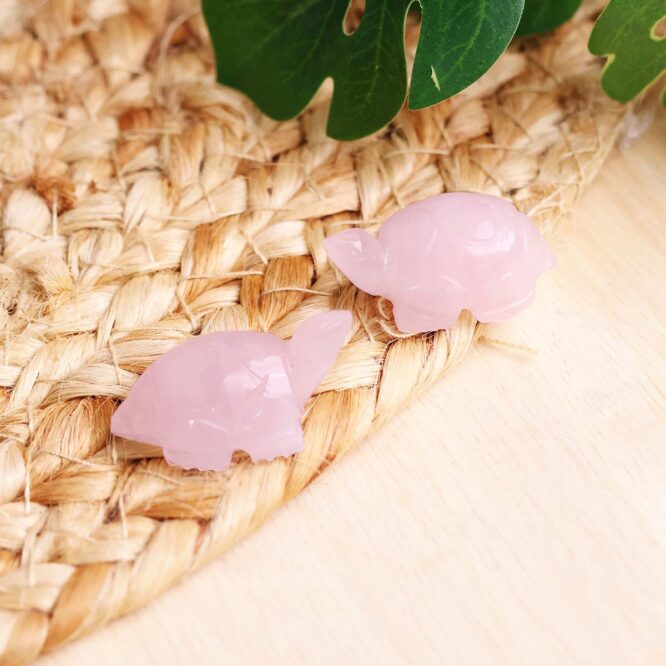 Rose Quartz Mini Tortoise, Symbol of Wisdom, Knowledge and Good Luck