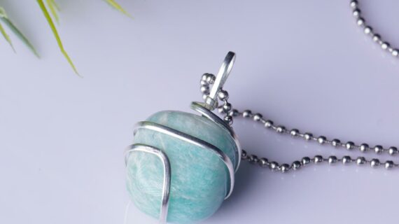 Amazonite Wire Wrapped Tumble Pendant