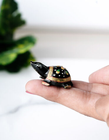 Black Tourmaline Mini Tortoise (Painted) Symbol of Wisdom, Knowledge and Good Luck