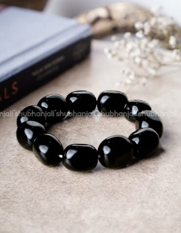 Natural Black Obsidian Crystal Tumble Bracelet