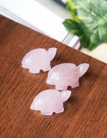 Rose Quartz Mini Tortoise, Symbol of Wisdom, Knowledge and Good Luck