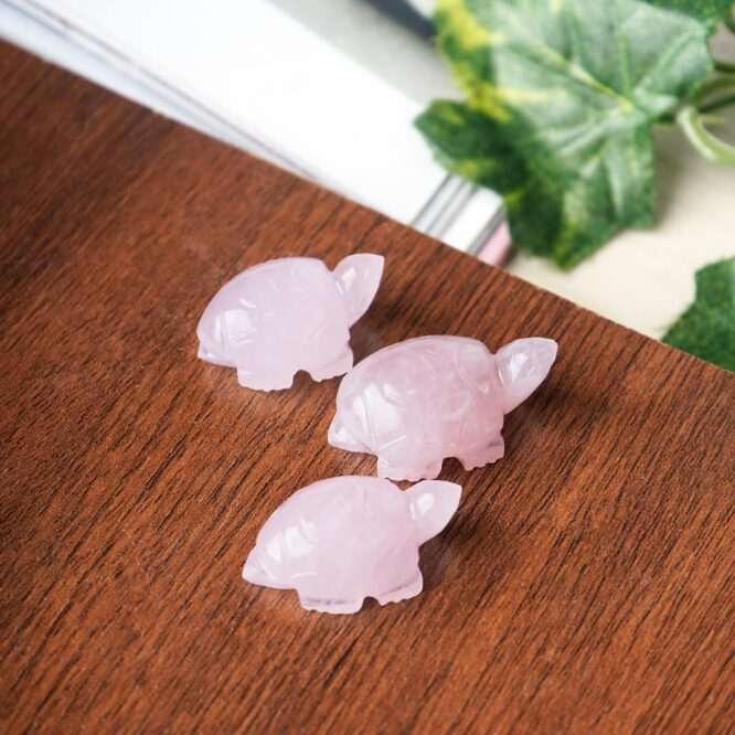 Rose Quartz Mini Tortoise, Symbol of Wisdom, Knowledge and Good Luck