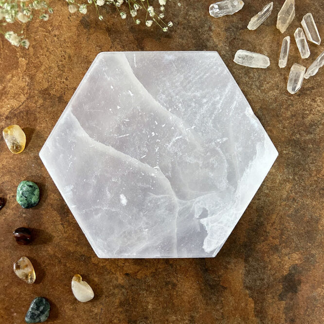 Natural Selenite Crystal Hexagon Plate