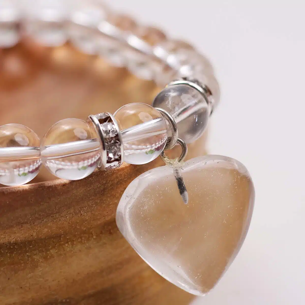 Clear Quartz Bracelet With Mini Heart Charm-Shubhanjali (2) Shop Clear Quartz Crystal Bracelet With Mini Heart Charm