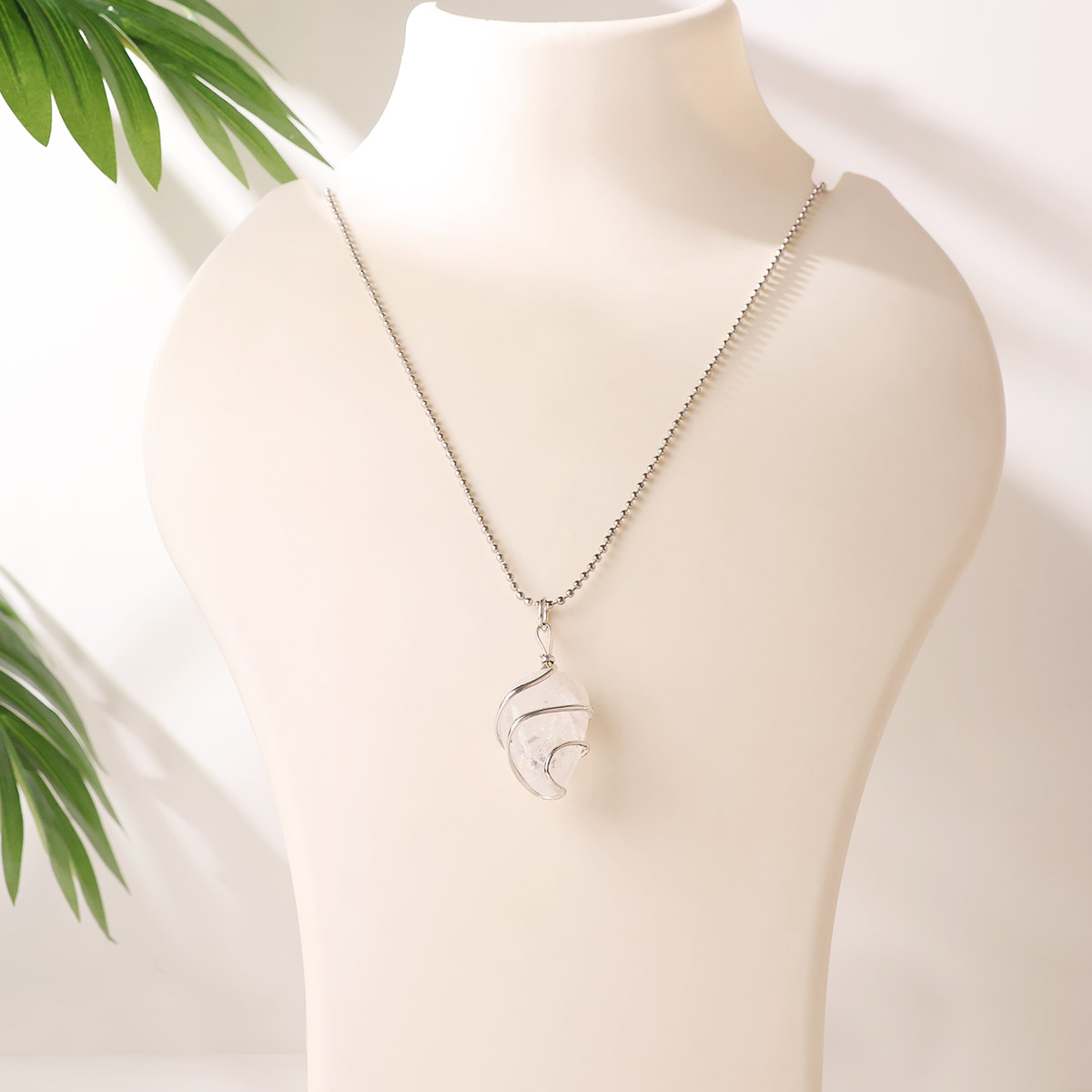 Clear Quartz Wire Wrapped Tumble Pendant (1)