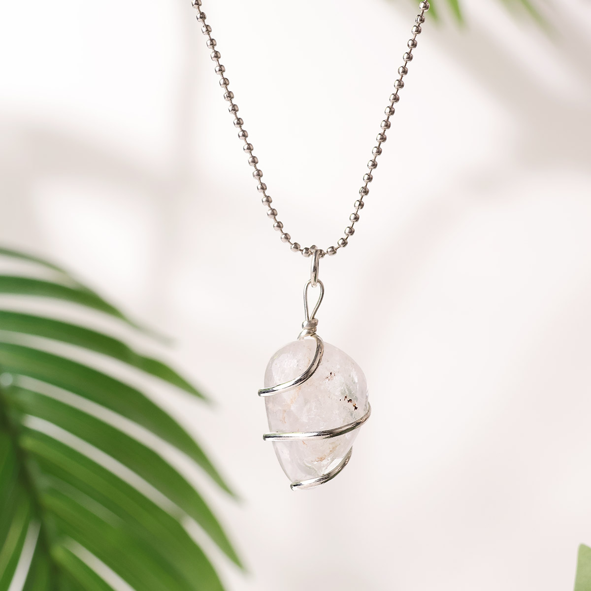 Clear Quartz Wire Wrapped Tumble Pendant (2)