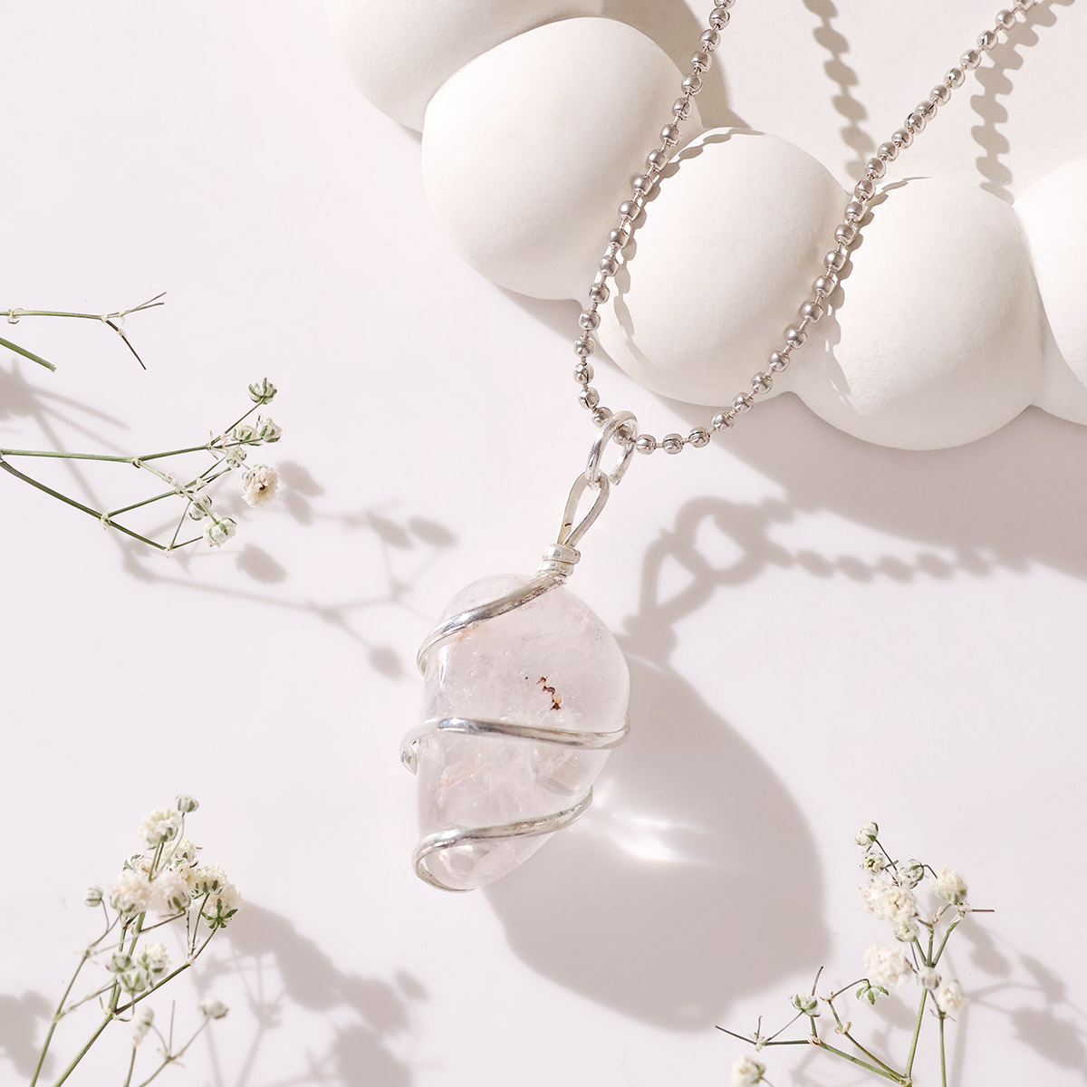 Clear Quartz Wire Wrapped Tumble Pendant (4)