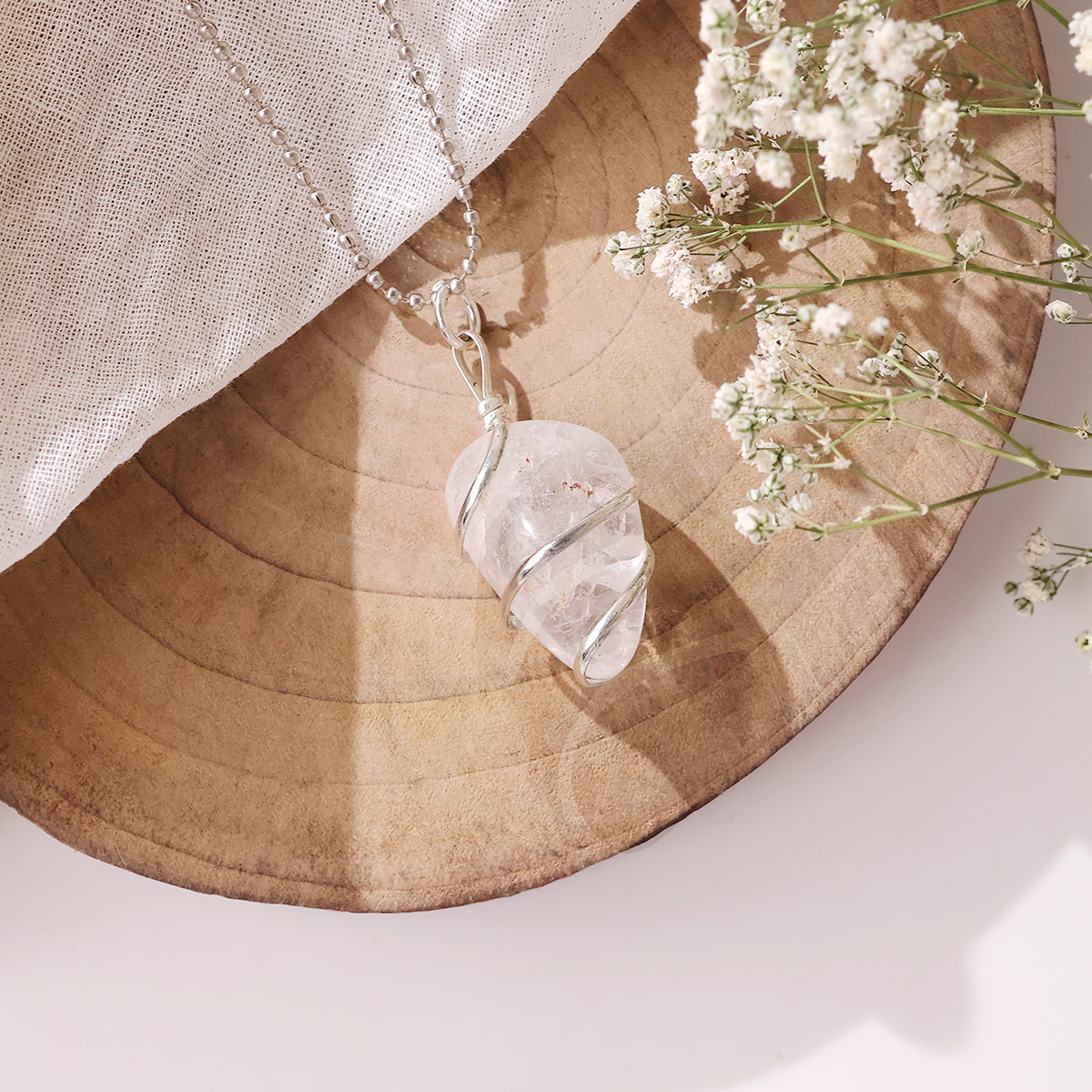 Clear Quartz Wire Wrapped Tumble Pendant (6)