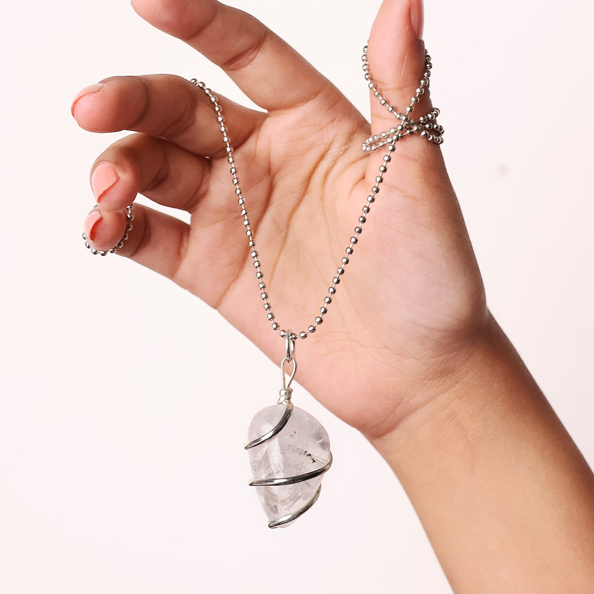 Clear Quartz Wire Wrapped Tumble Pendant (7)