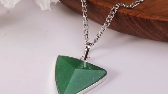 Green Aventurine Crystal Triangle Pendant