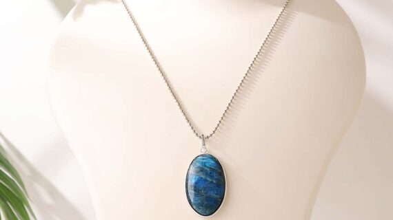 Blue Apatite Oval Pendant