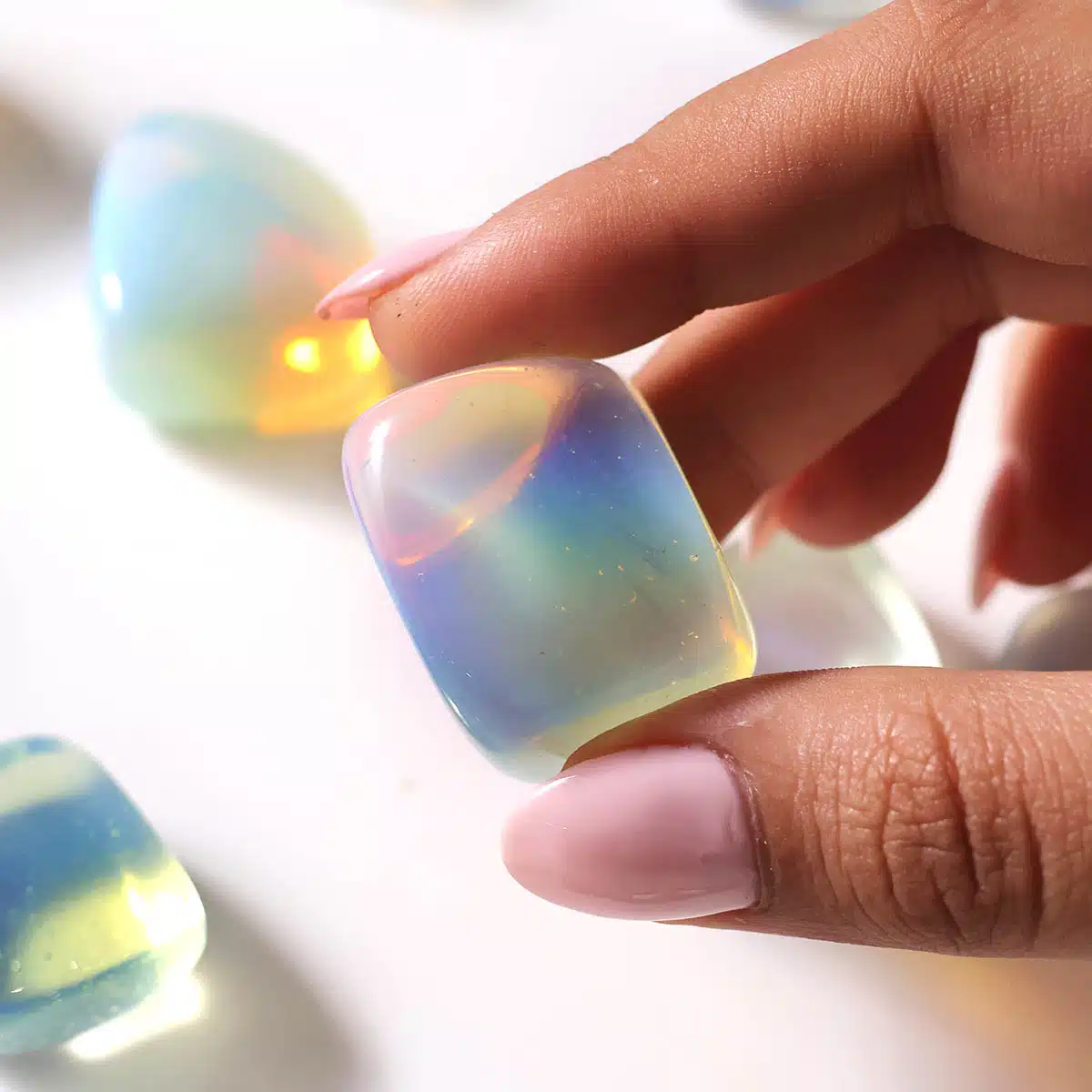 Opalite Tumble Stone-Shubhanjali (1) Shop Opalite Tumble Stone ( Man Made )