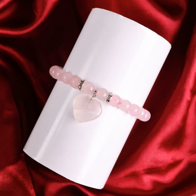 Shop Rose Quartz Crystal Bracelet With Mini Heart Charm