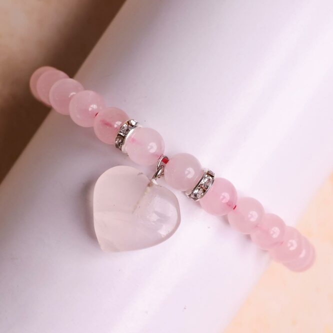 Shop Rose Quartz Crystal Bracelet With Mini Heart Charm