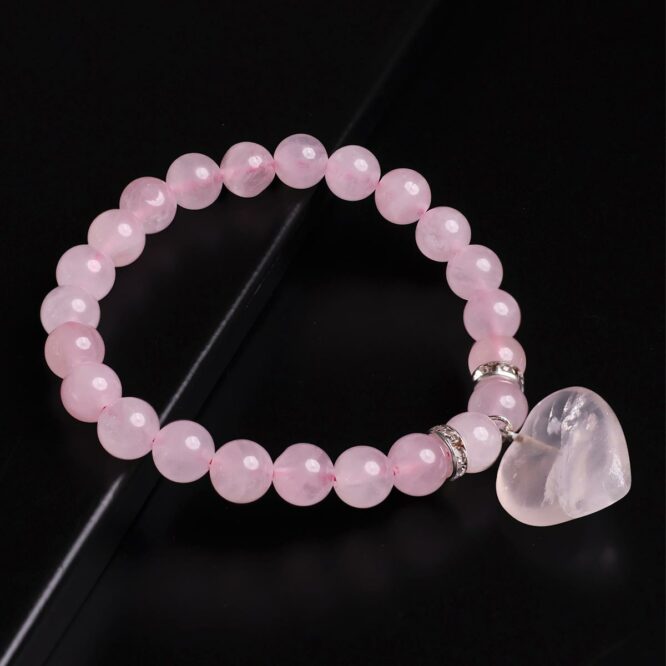 Shop Rose Quartz Crystal Bracelet With Mini Heart Charm