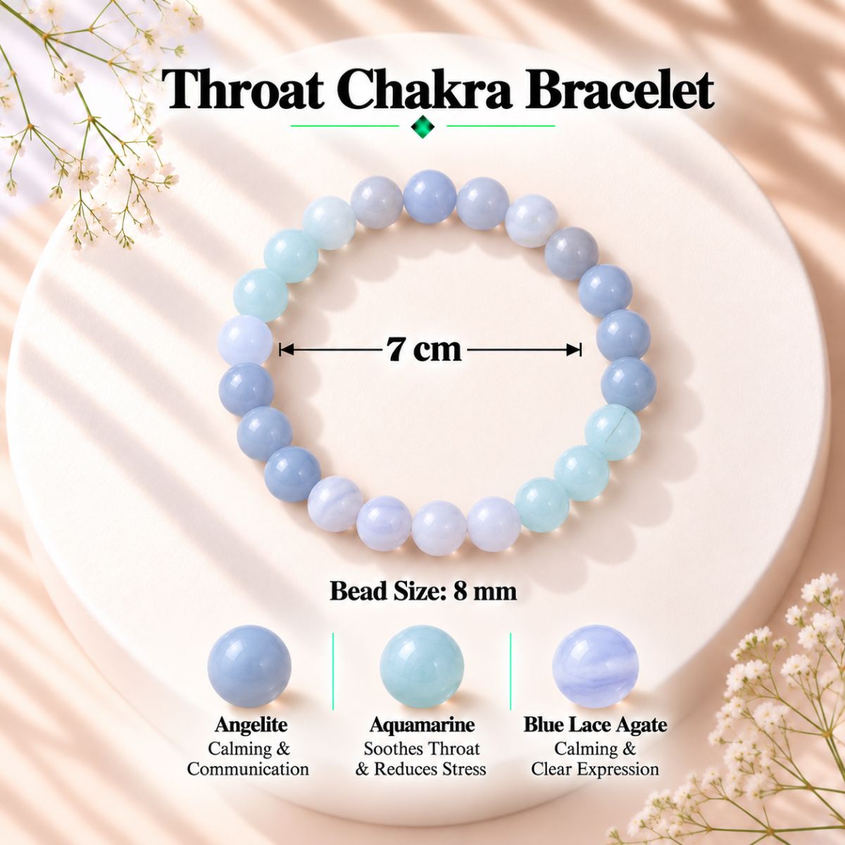 Throat Chakra Bracelet 8MM throat chakra bracelet 8mm