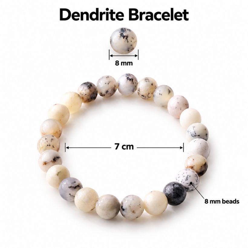 Dendrite Round Beads Bracelet – 8mm Beads dendrite round beads bracelet 8mm beads