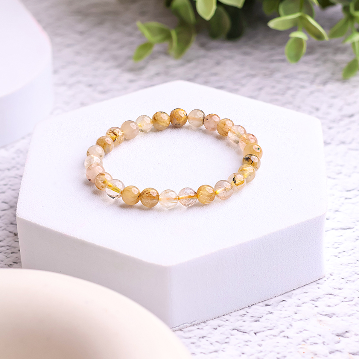 Golden Rutile Bracelet 6 mm golden rutile quartz bracelet 6 mm