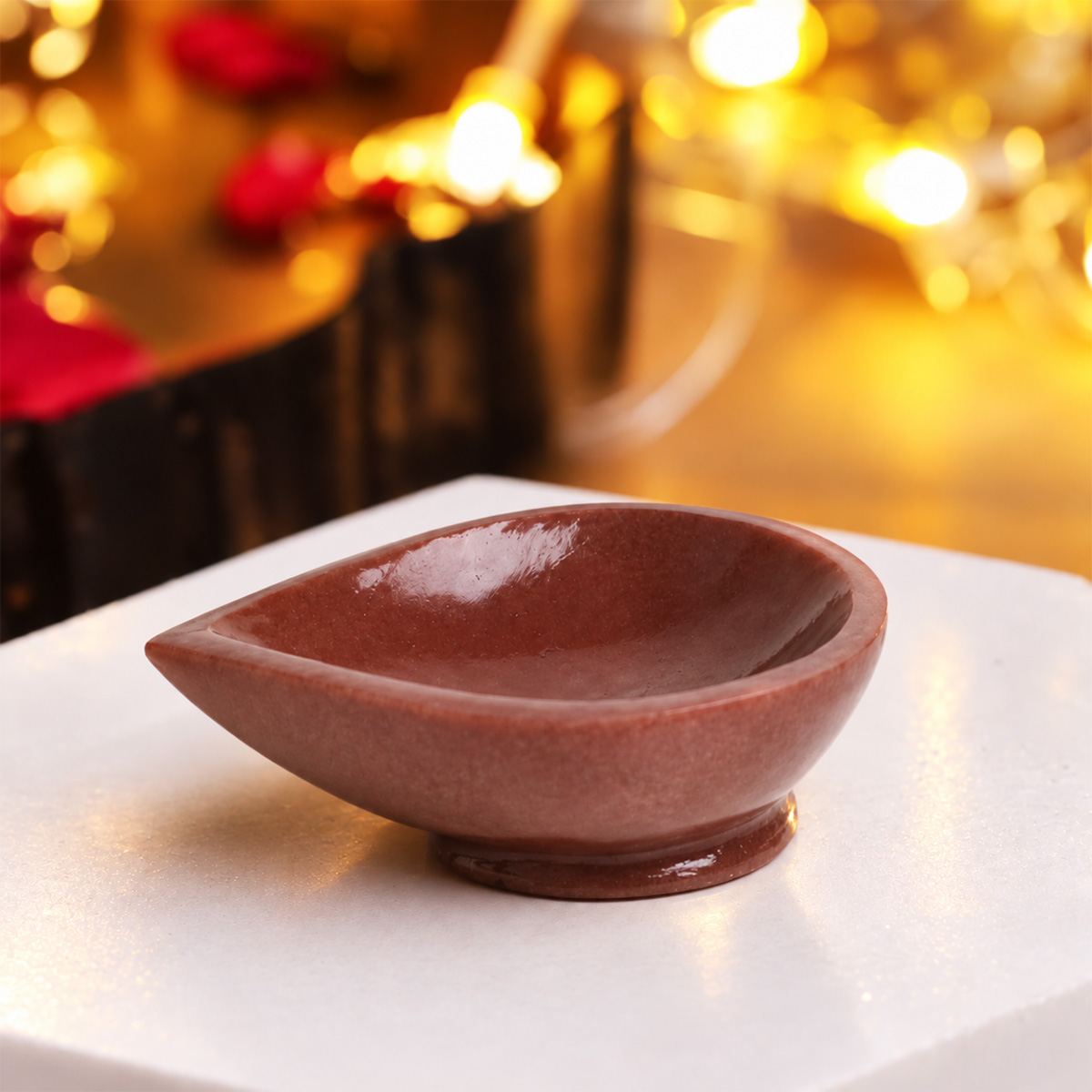 Red Jasper Stone Diya-Shubhanjali Store (2) crystal diyas