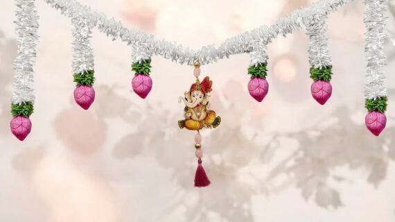 Rose Quartz Floral Ganesha Toran