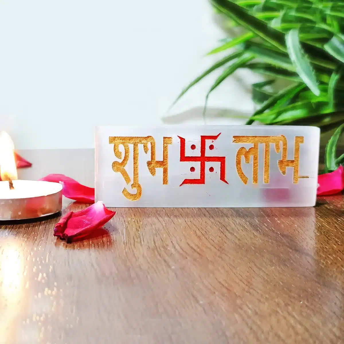 Selenite Shubh Labh-Shubhanjali (5) Shop Selenite Crystal Shubh Labh
