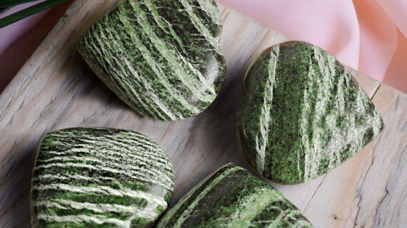 Green Zebra Jasper Heart Stone