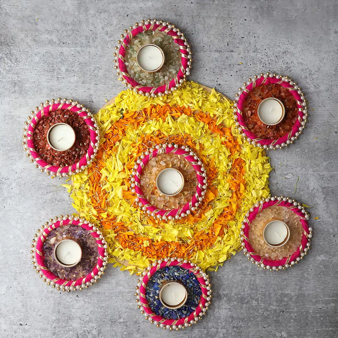 Shubhanjali-Seven Chakra Rangoli Diya Seven Chakra Rangoli Diya for Luck and Prosperity