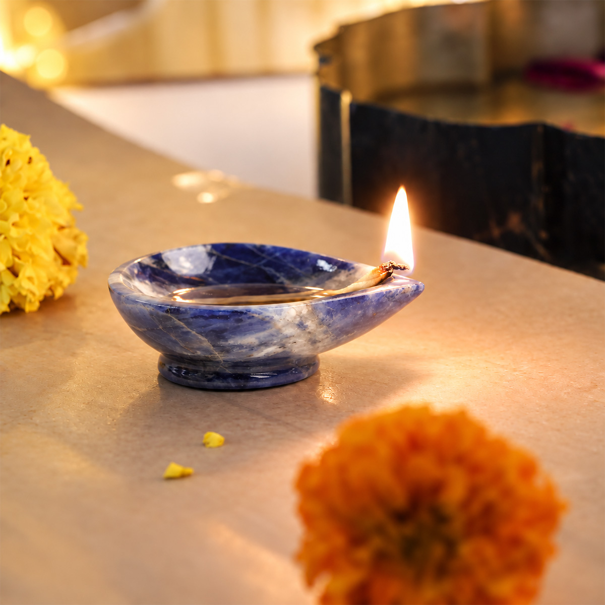 Sodalite Diya-Shubhanjali Store (1) crystal diyas