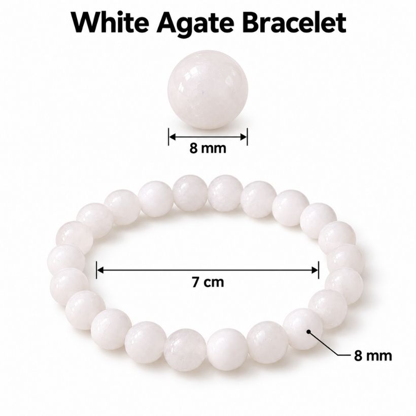 White Agate Bracelet 8MM white agate bracelet 8mm
