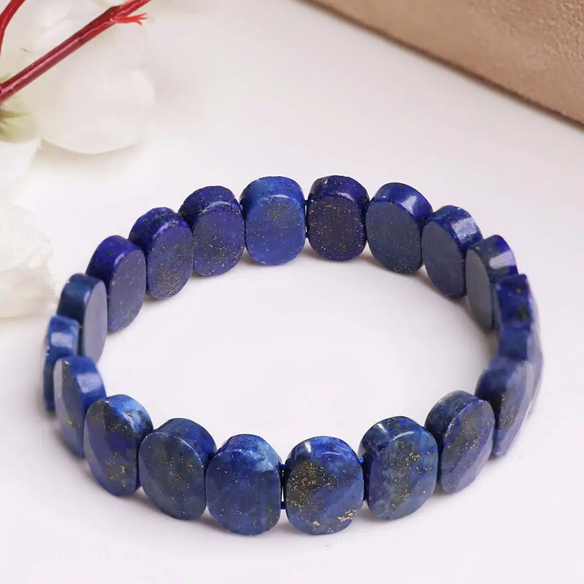 Lapis Lazuli Oval Faceted Bracelet-Shubhanjali (3) Shop Lapis Lazuli Oval Faceted Crystal Bracelet