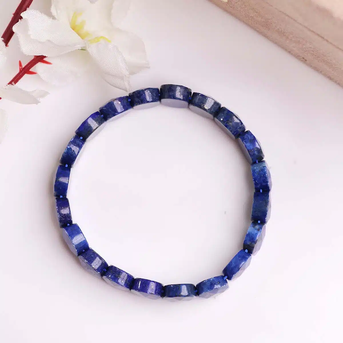 Lapis Lazuli Oval Faceted Bracelet-Shubhanjali (4) Shop Lapis Lazuli Oval Faceted Crystal Bracelet