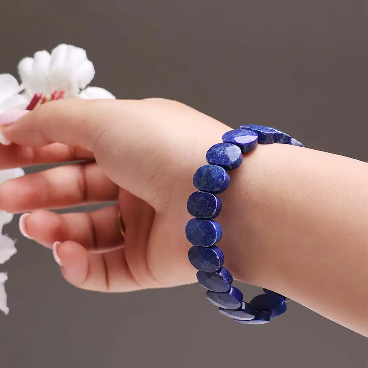 Lapis Lazuli Oval Faceted Bracelet-Shubhanjali (5) Shop Lapis Lazuli Oval Faceted Crystal Bracelet