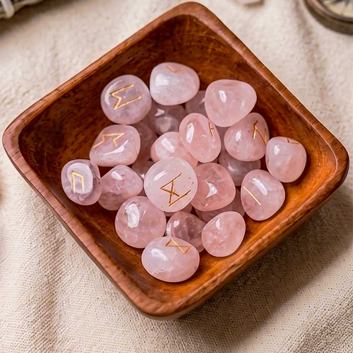 Rose Quartz Rune Set-Shubhanjali Store (1) black agate runes set