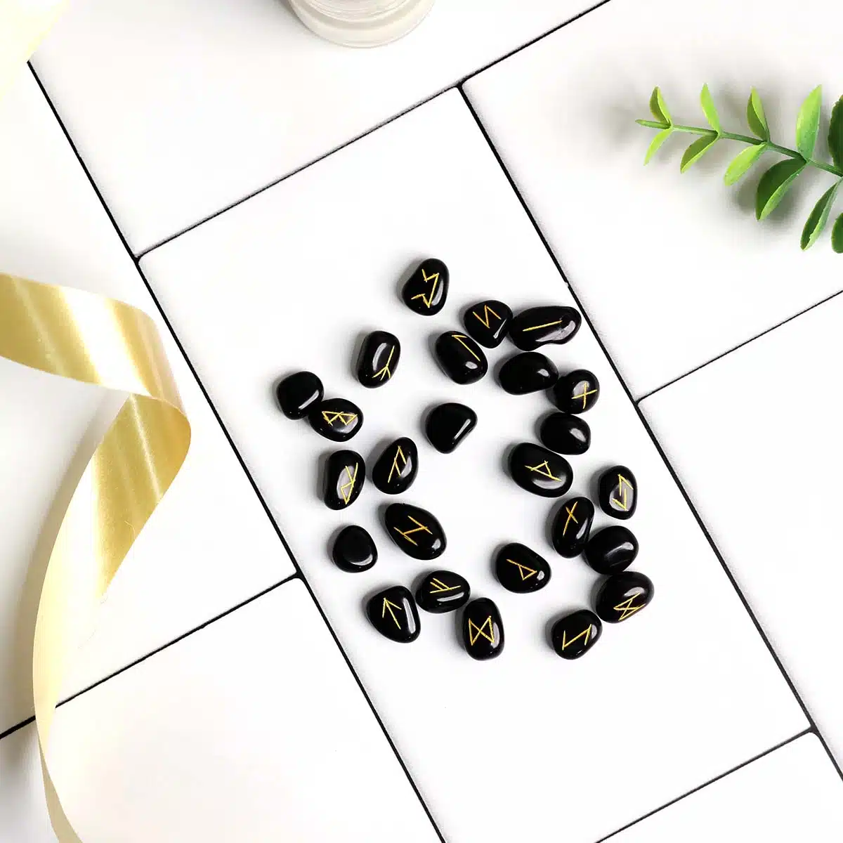 Shubhanjali-Black Obsidian Runes Set Black Obsidian Crystal Runes Set