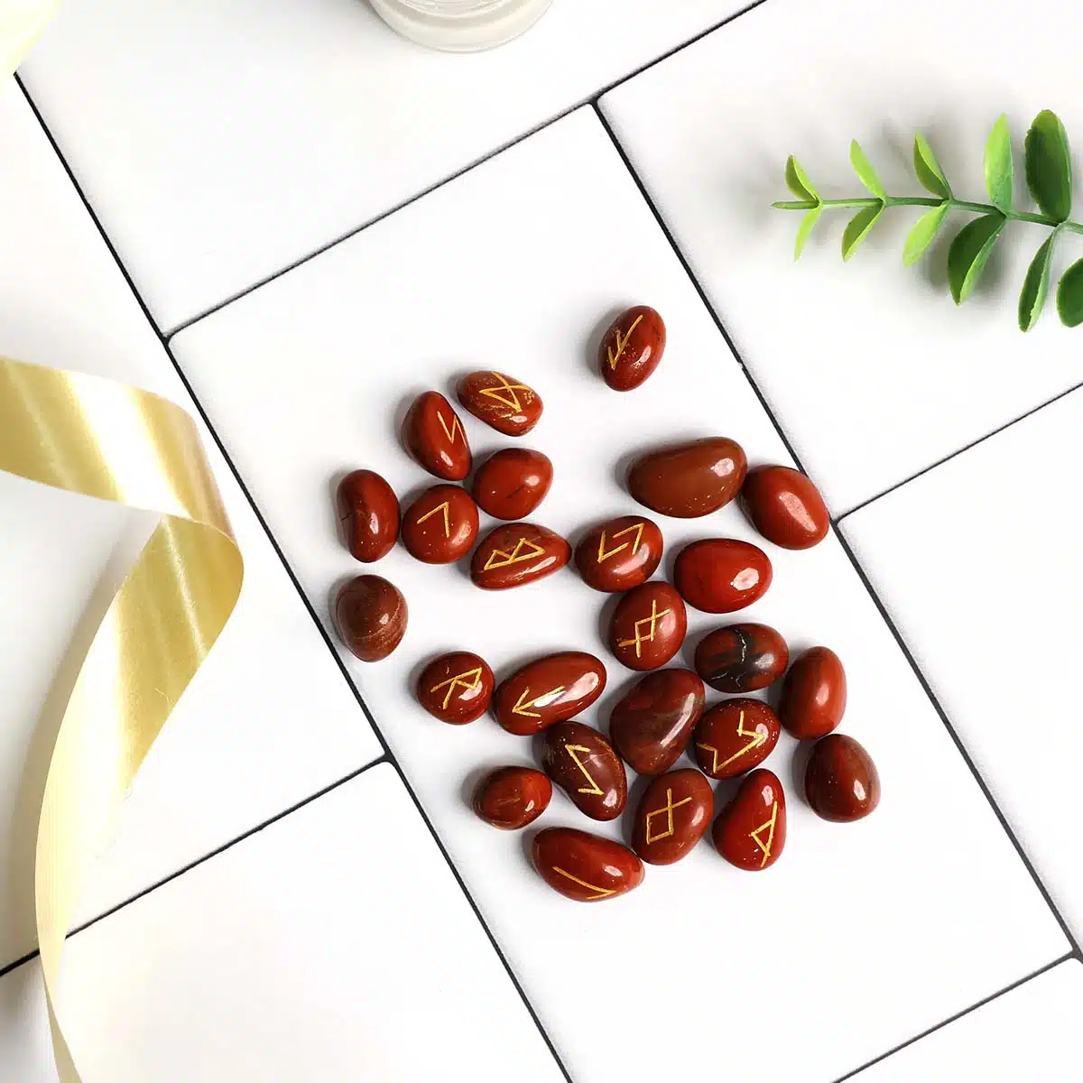 Shubhanjali-Red Jasper Runes Set Red Jasper Crystal Runes Set