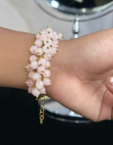 Natural Rose Quartz Crystal Beads Bunch Bracelet