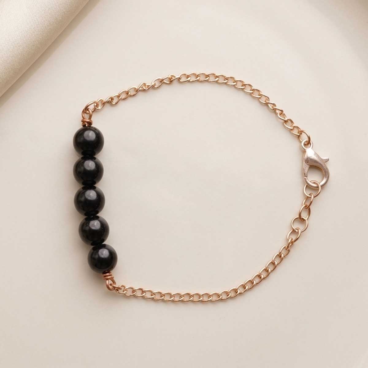 Black Tourmaline Five Beads Bracelet-Shubhanjali Store-2 black tourmaline five beads bracelet