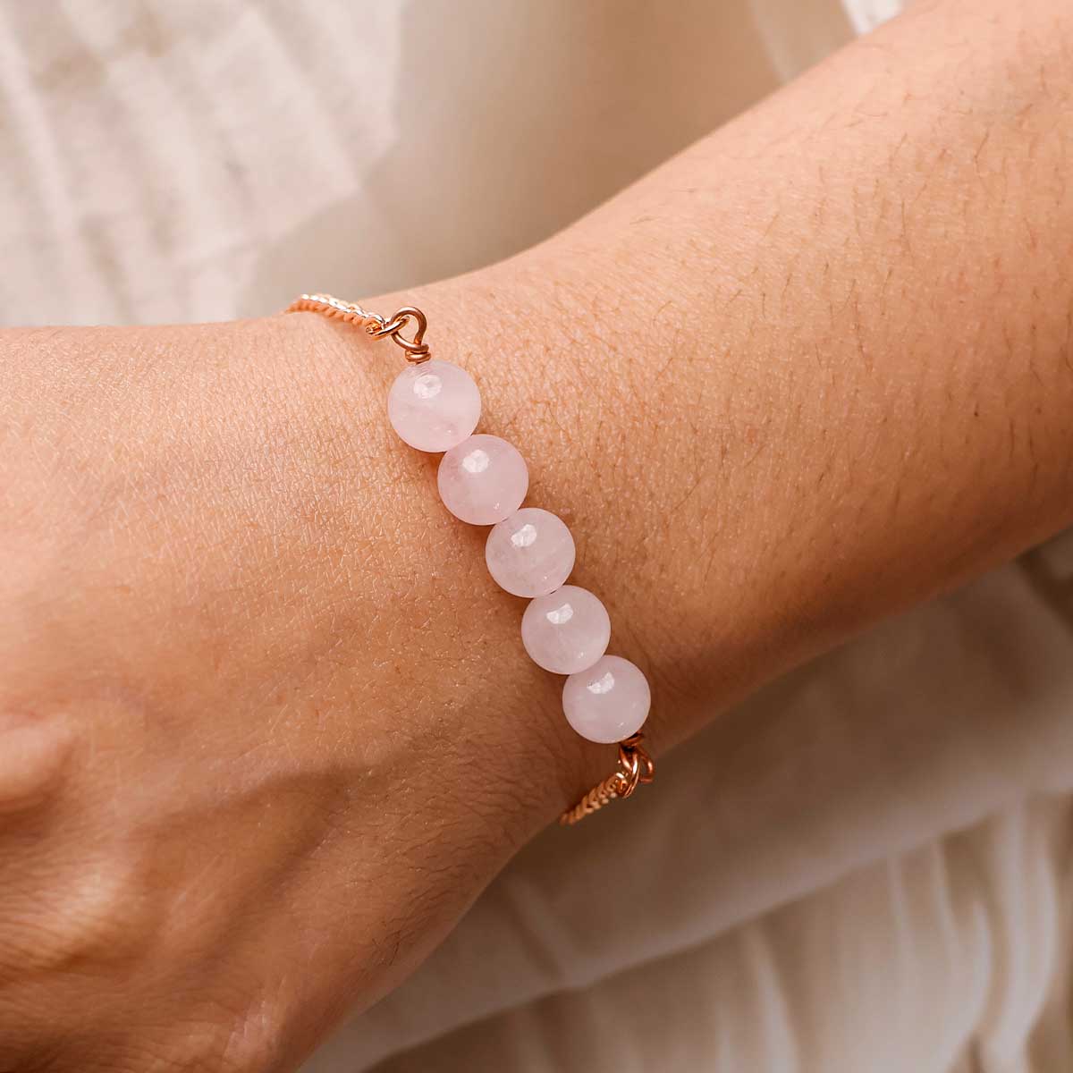Citrine Five Beads Bracelet-Shubhanjali Store-7 rose quartz five beads bracelet