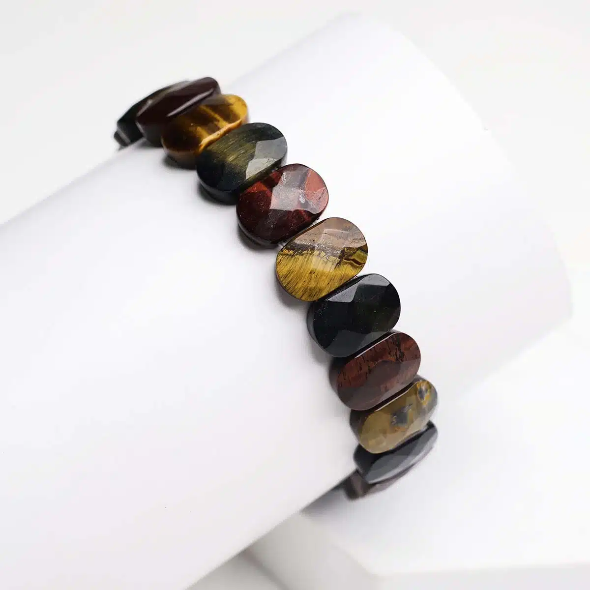 Multi Tiger Eye Oval Faceted Bracelet-Shubhanjali (2) Shop Multi Tiger Eye Crystal Oval Faceted Bracelet