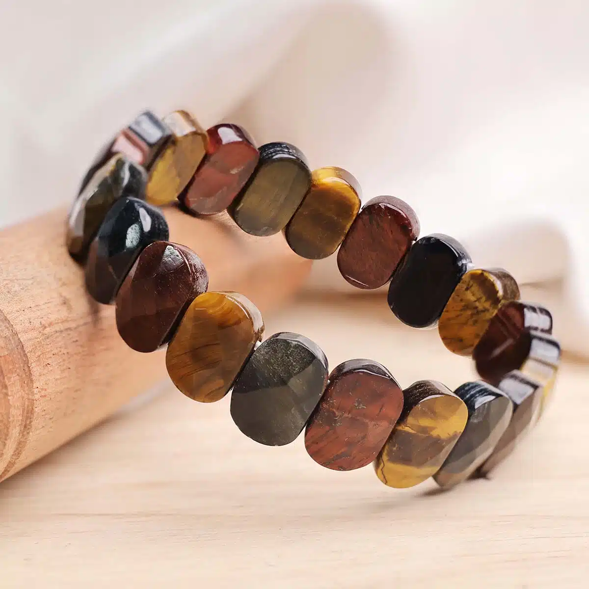 Multi Tiger Eye Oval Faceted Bracelet-Shubhanjali (3) Shop Multi Tiger Eye Crystal Oval Faceted Bracelet