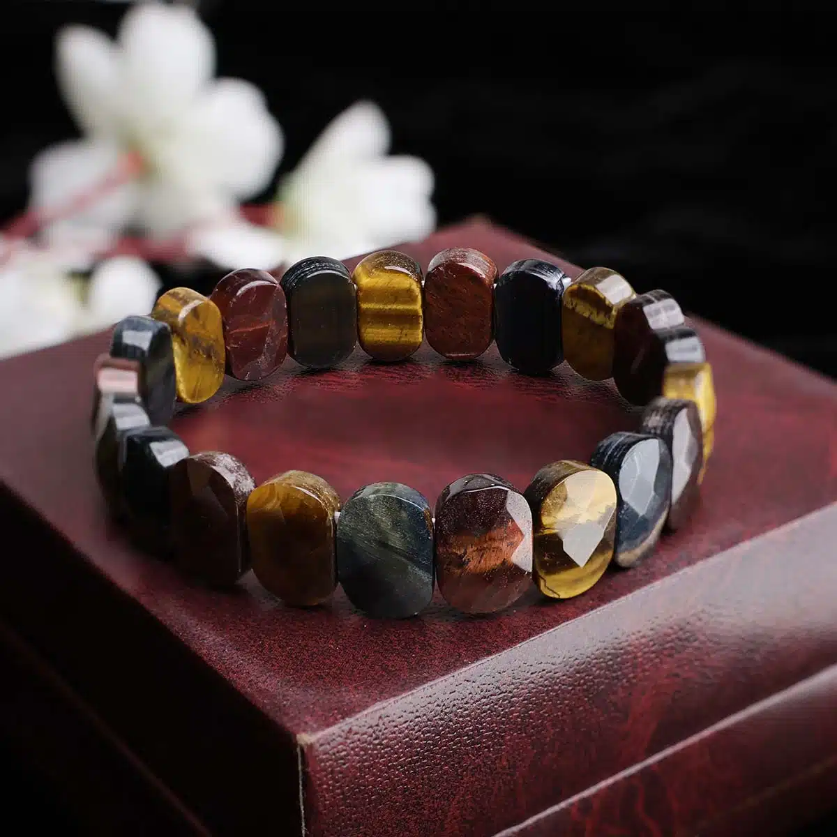 Multi Tiger Eye Oval Faceted Bracelet-Shubhanjali (4) Shop Multi Tiger Eye Crystal Oval Faceted Bracelet