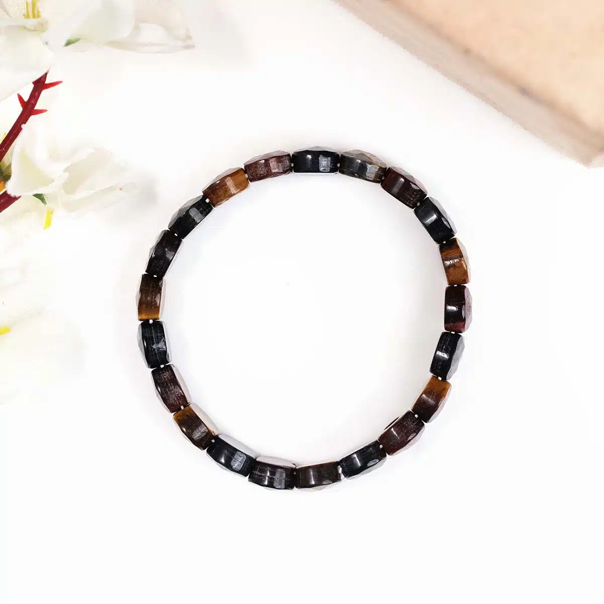 Multi Tiger Eye Oval Faceted Bracelet-Shubhanjali (6) Shop Multi Tiger Eye Crystal Oval Faceted Bracelet