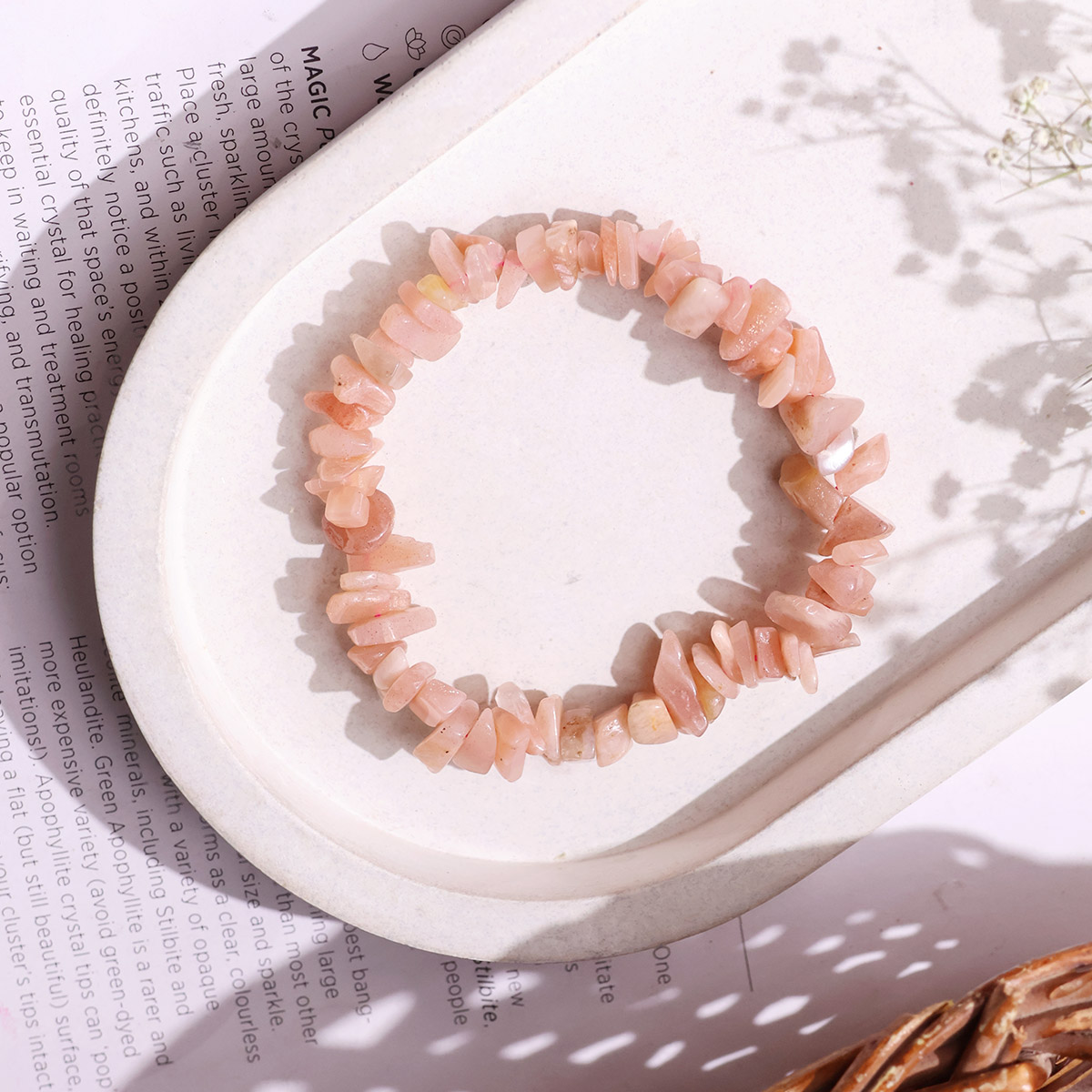Peach Moonstone Chips Bracelet (6)