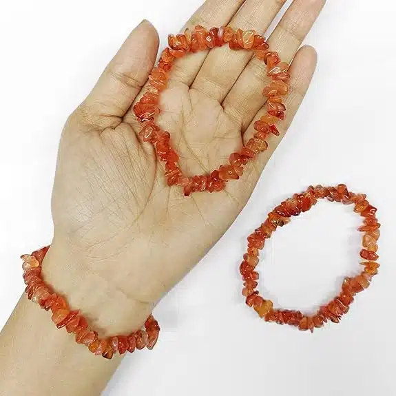 Red Carnelian Chips Bracelet-Shubhanjali (3) Shop Red Carnelian Crystal Chips Bracelet