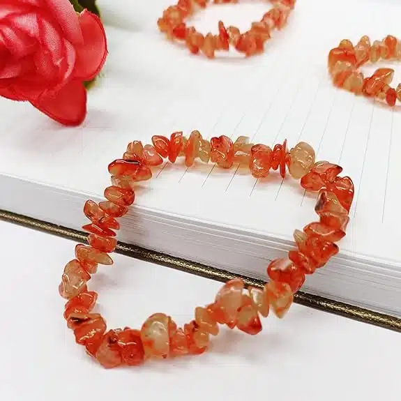 Red Carnelian Chips Bracelet-Shubhanjali (4) Shop Red Carnelian Crystal Chips Bracelet