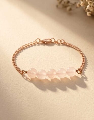 rose quartz five beads bracelet