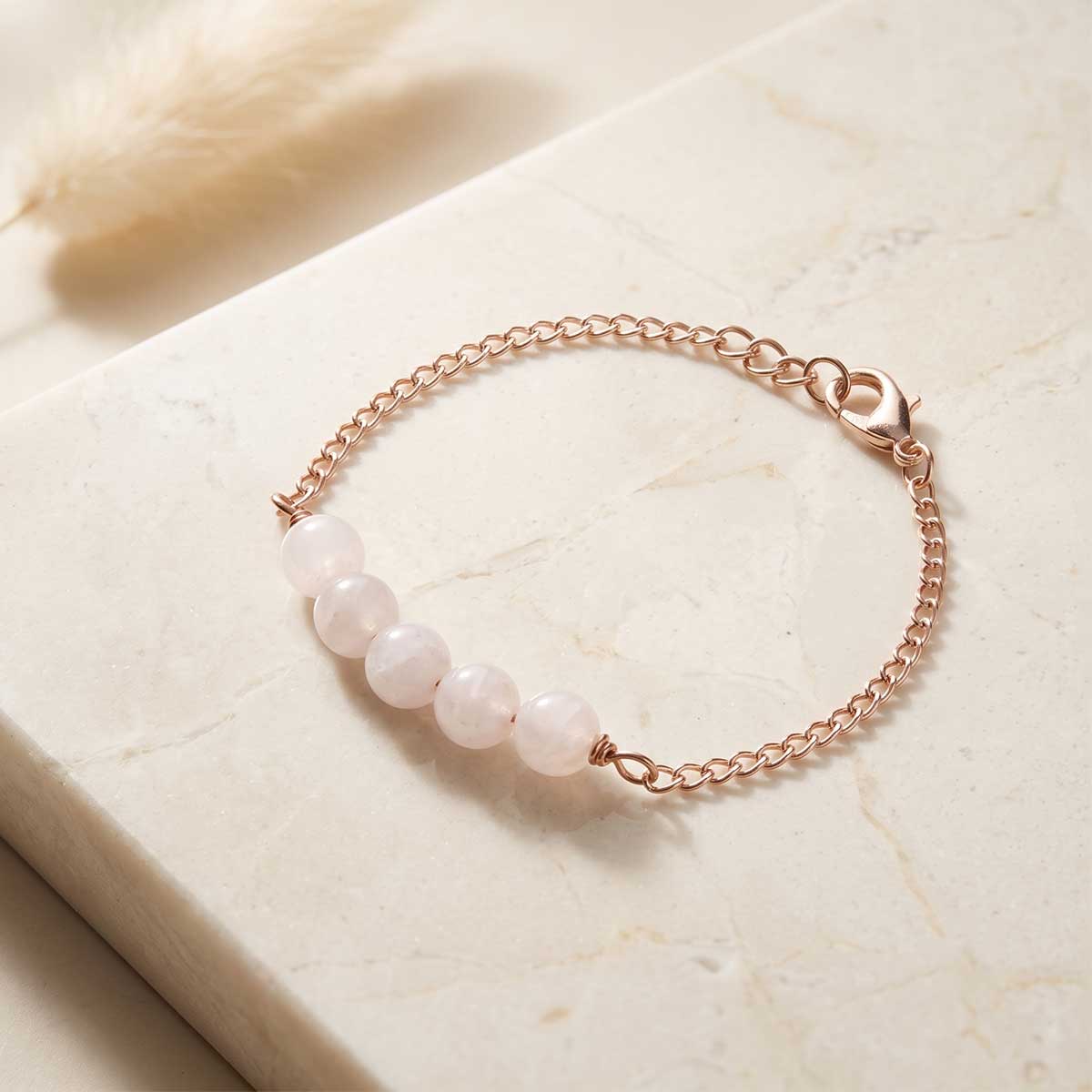 Rose Quartz Five Beads Bracelet-Shubhanjali Store (4) rose quartz five beads bracelet