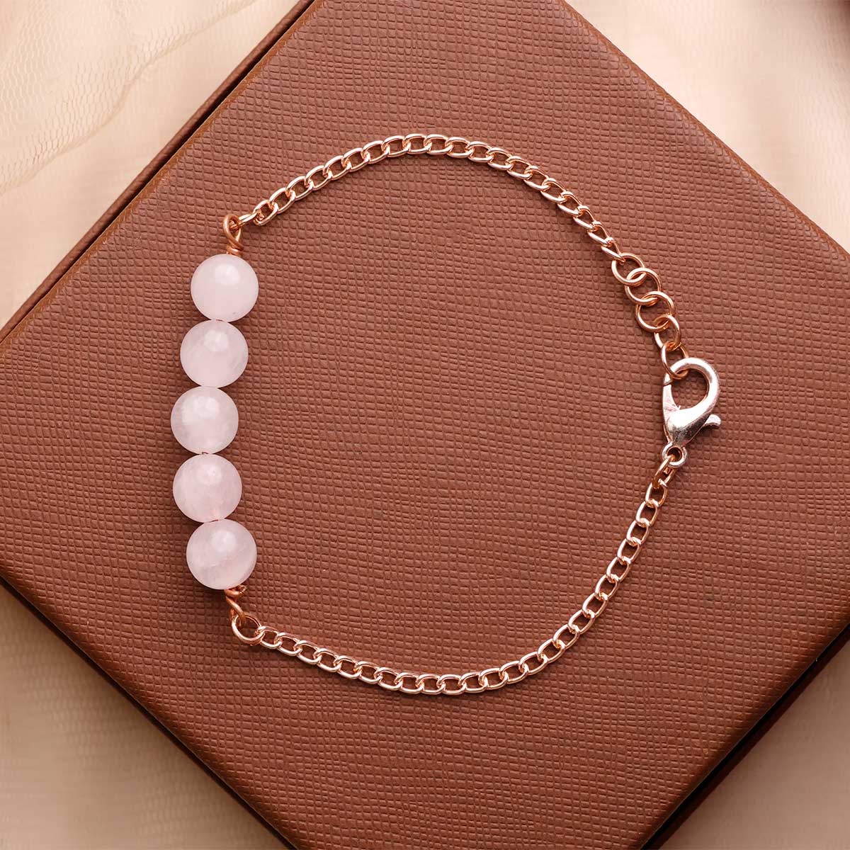 Rose Quartz Five Beads Bracelet-Shubhanjali Store (5) rose quartz five beads bracelet